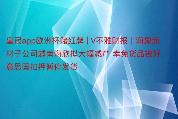 皇冠app欧洲杯赌红牌 | V不雅财报｜海象新材子公司越南海欣拟大幅减产 幸免货品被好意思国扣押暂停发货